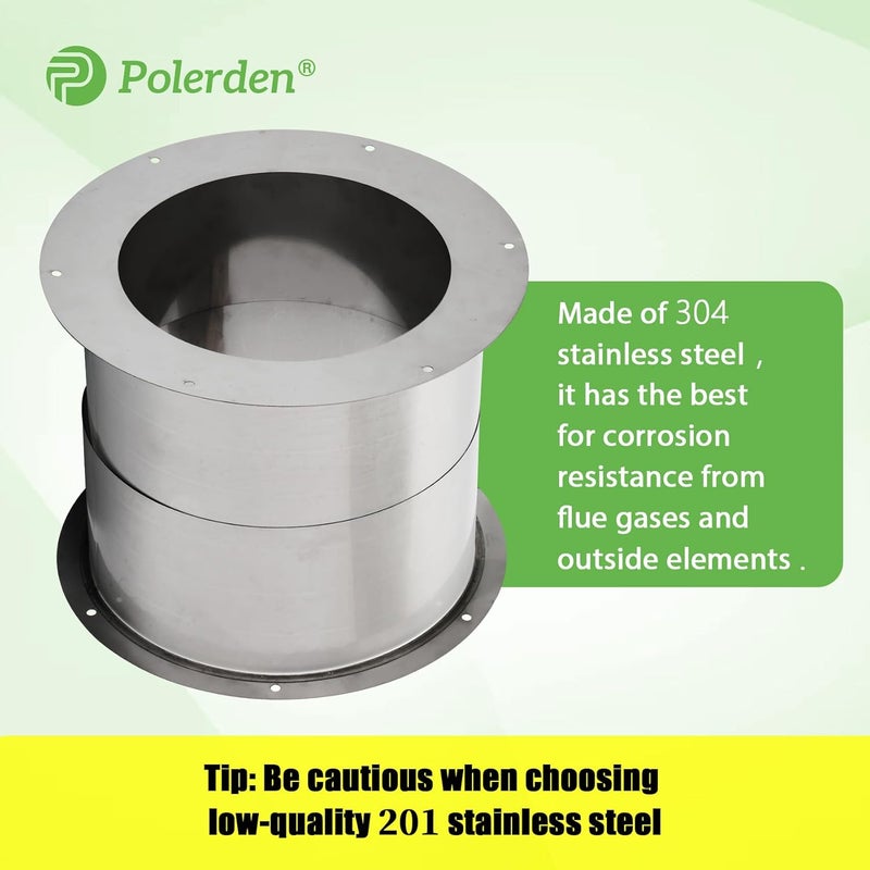 P Polerden Wall Thimble for 6" Double Wall Chimney Vent Pipe, 304 Stainless Steel Double Wall Insulated Chimney Pipe Wall Thimble - Image 3